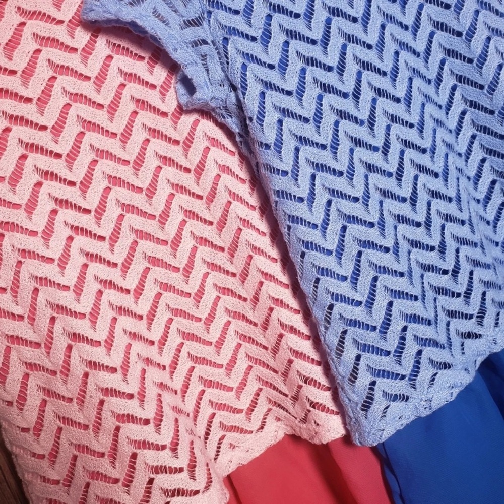 Pink and Blue Chevron Patterned Fabric